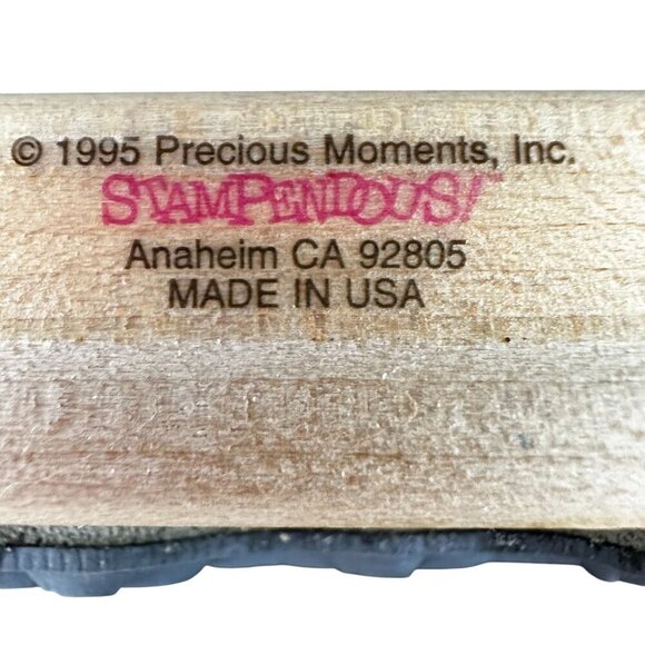 Precious Moments Delightful Christmas Rubber Stamp 1995 Stampendous Wood Block - Picture 3 of 9